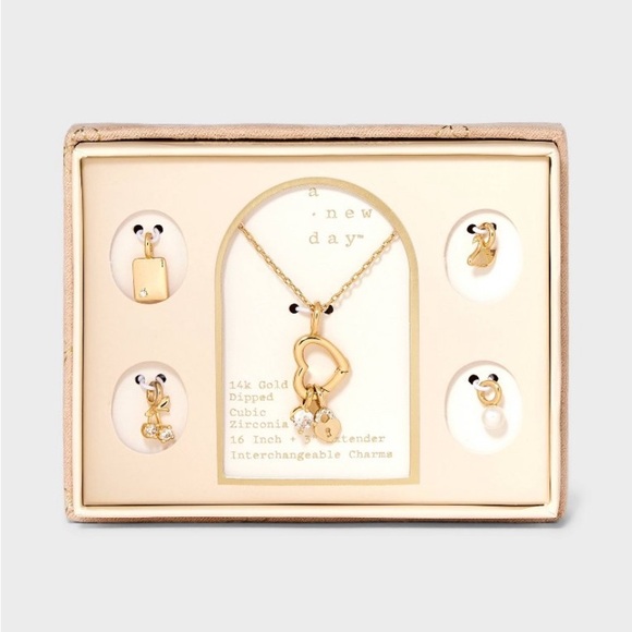 14K Gold Dipped Cubic Zirconia Heart
Pendant Charm Set 6pc - A New Day Gold NWT - Picture 1 of 11